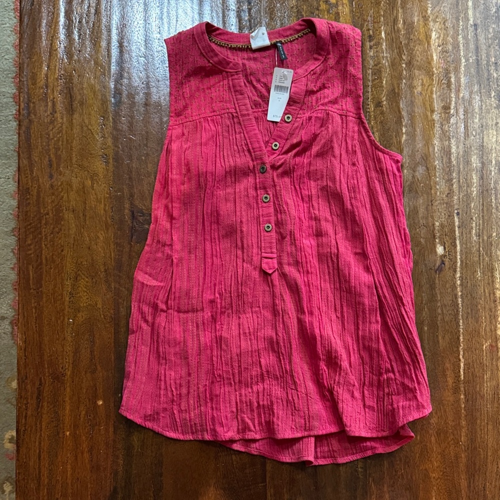 Anthropologie Deep Pink Sleeveless Blouse